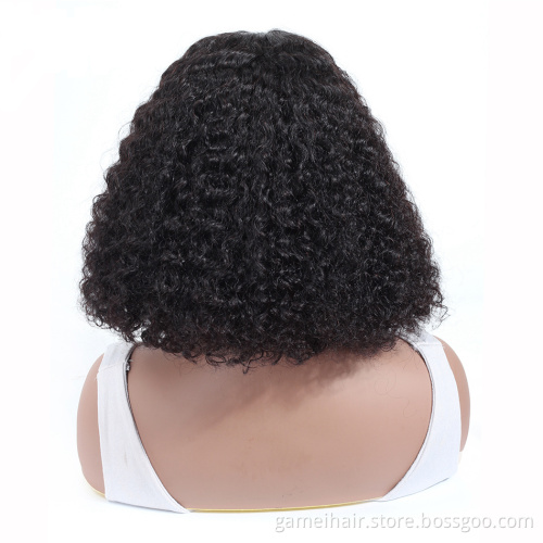 Kinky Curly Virgin Human Hair Short Bob Lace Front Wig Vendor Brazilian Cuticle Aligned Hair Extension Bob Wigs For Black Women